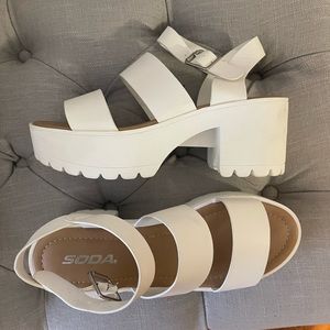 Platform white sandals